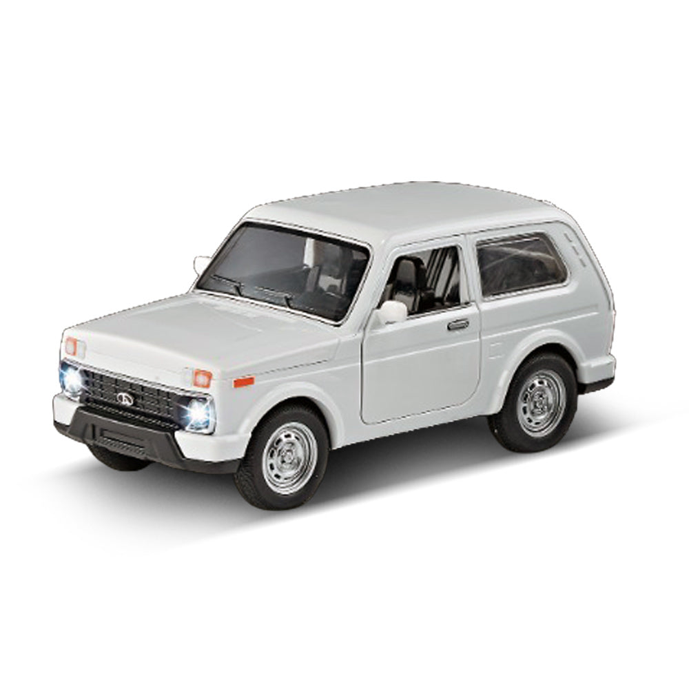 Coche blanco con sonido y luces.