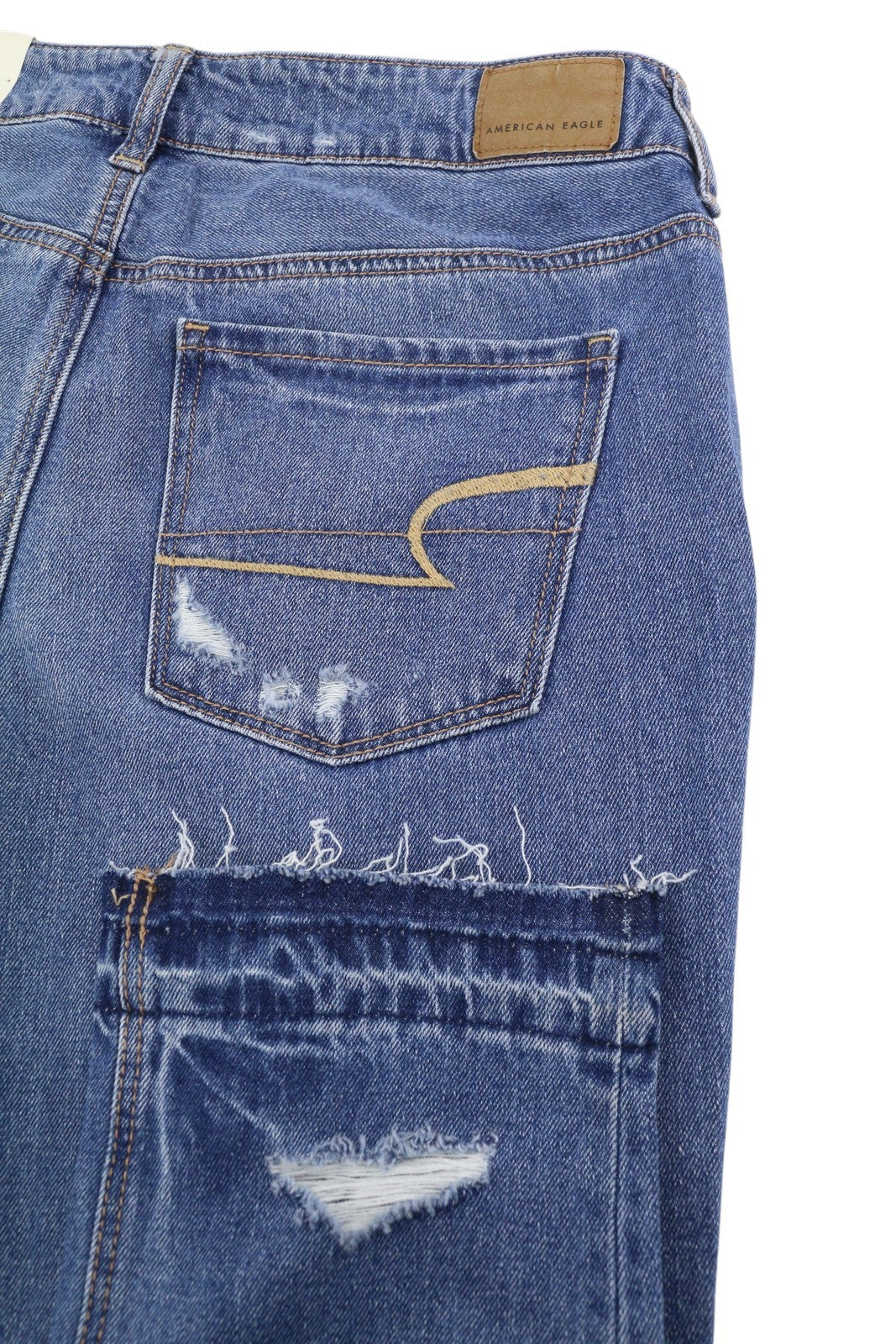 American Eagle Outfitters Tomgirl Kvinder Jeansshadow Patches Blue Distress