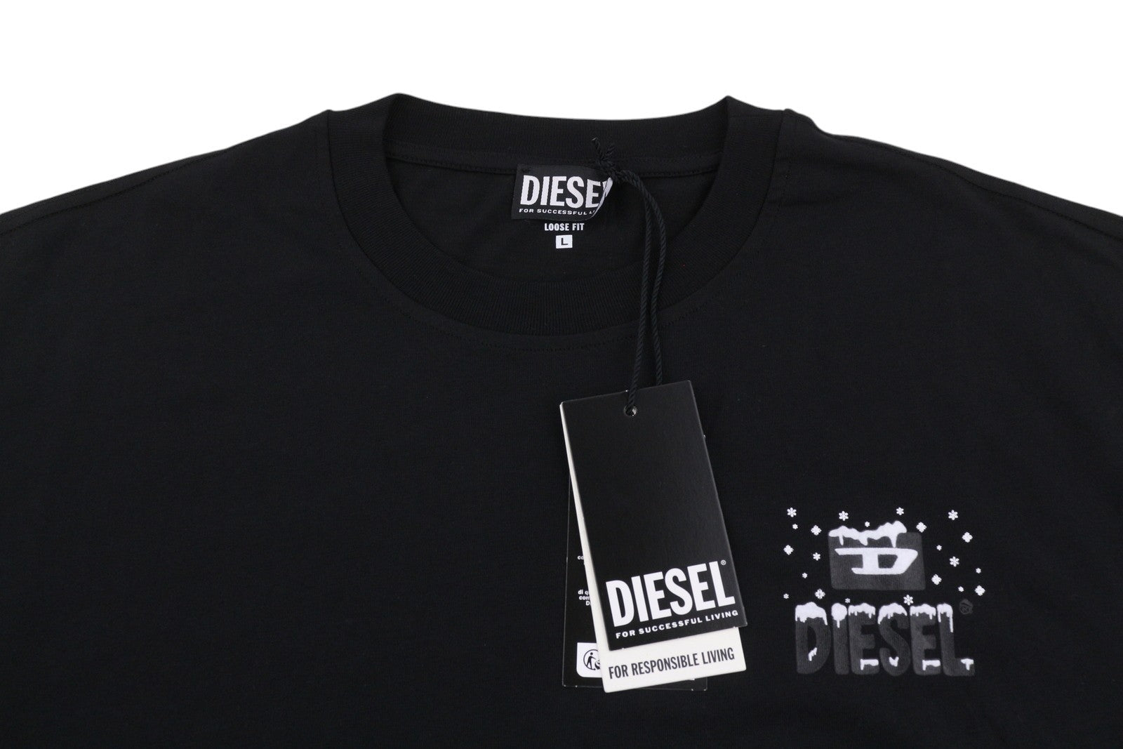 Diesel T-wash-xx Men T-shirtblack Loose Fit Cotton Tricot Crew Short Sleeve