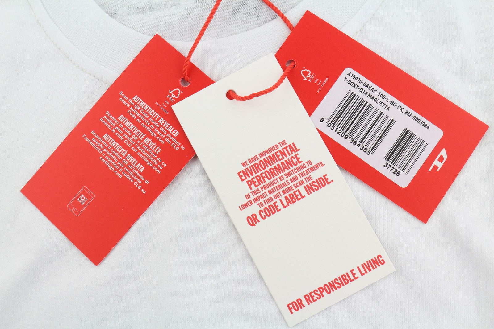 Diesel T-boxt-q14 Men T-shirtwhite Patterned Cotton Tricot Short Sleeve