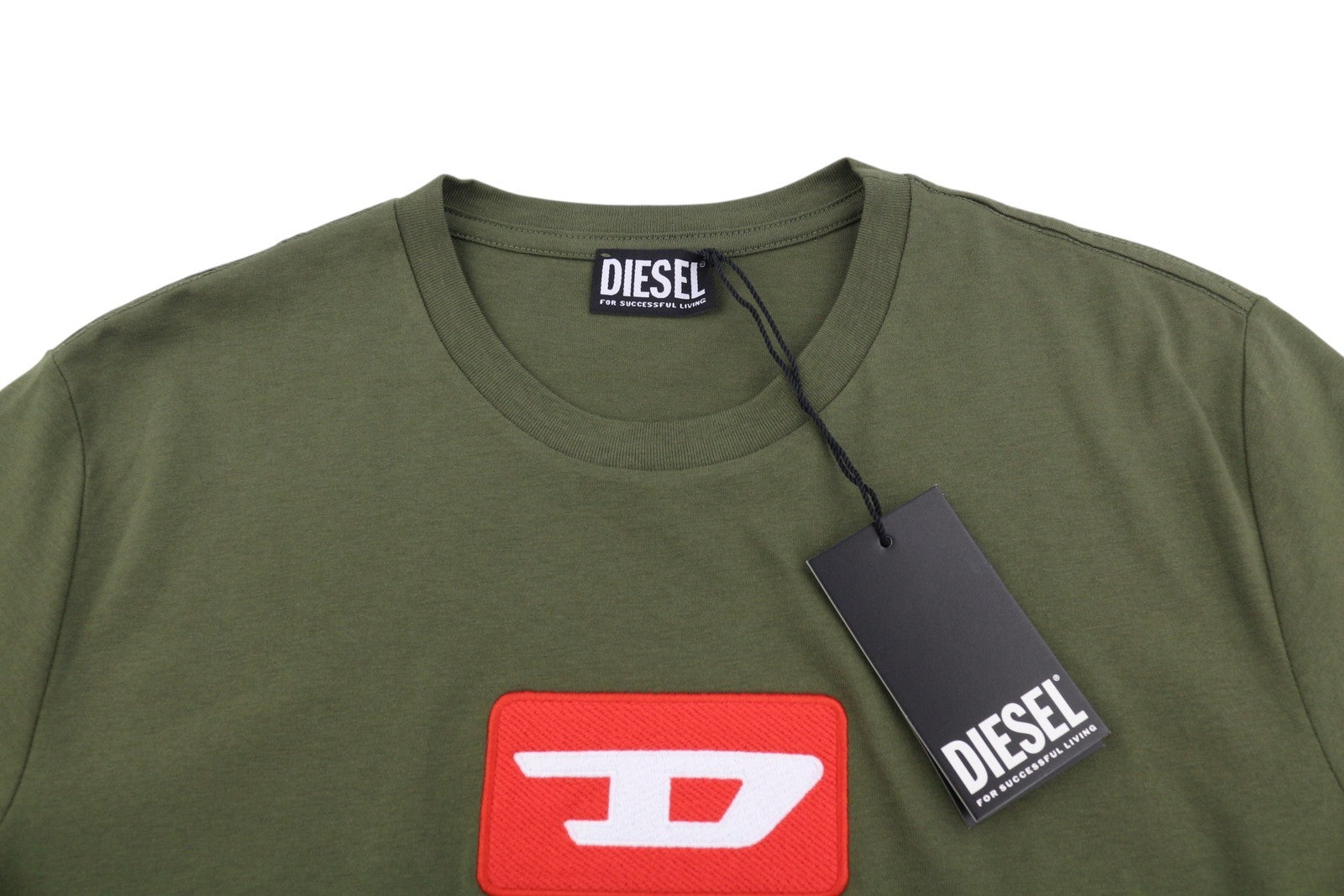 Diesel T-diego New D Logo Men T-shirtkhaki Green Cotton Tricot Short Sleeve