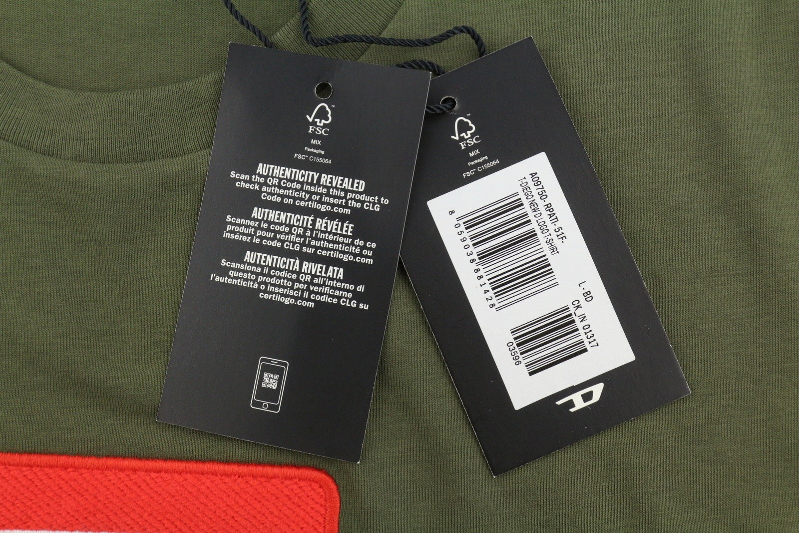 Diesel T-diego New D Logo Men T-shirtkhaki Green Cotton Tricot Short Sleeve