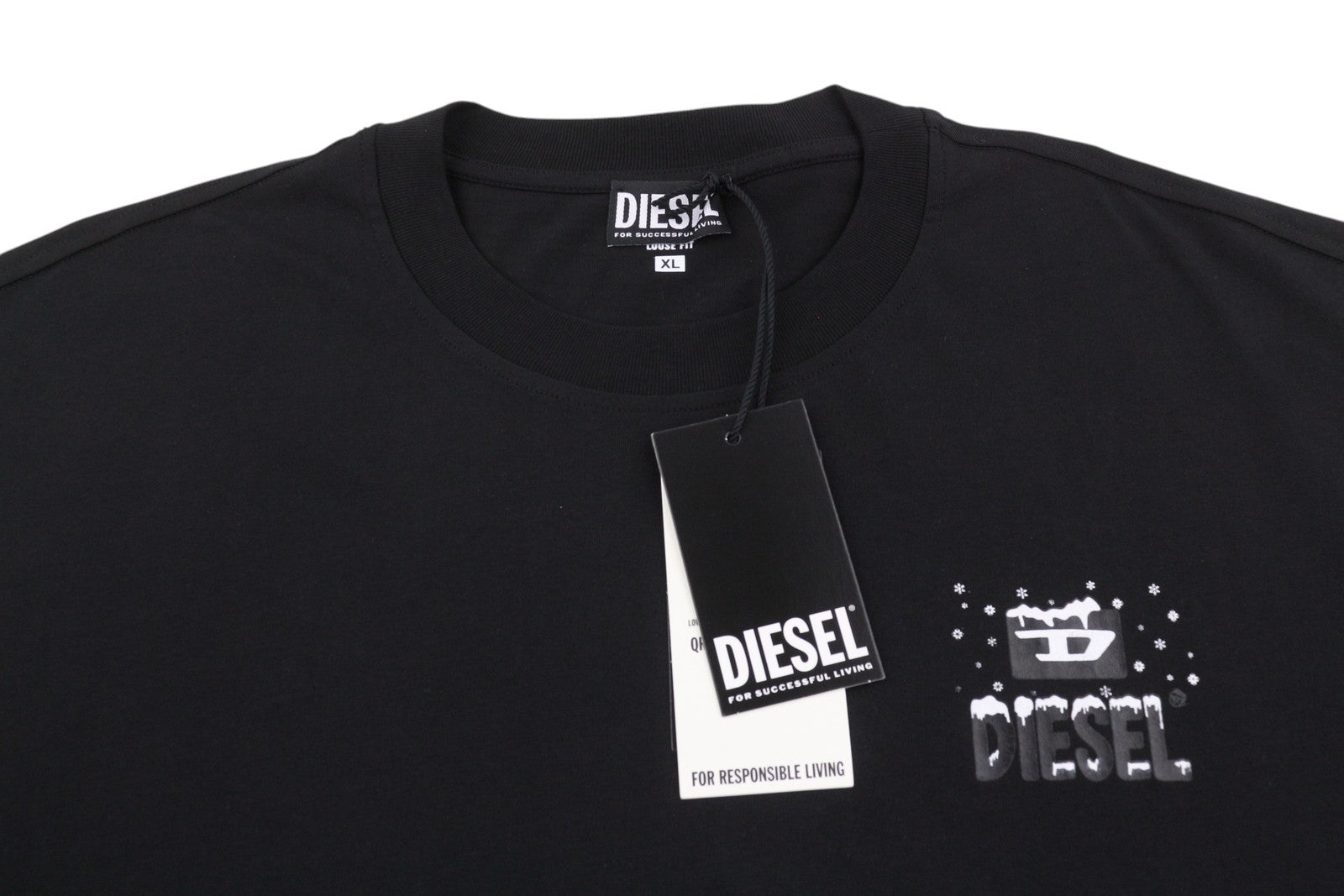 Diesel T-wash-xx Men T-shirtblack Loose Fit Cotton Tricot Crew Short Sleeve