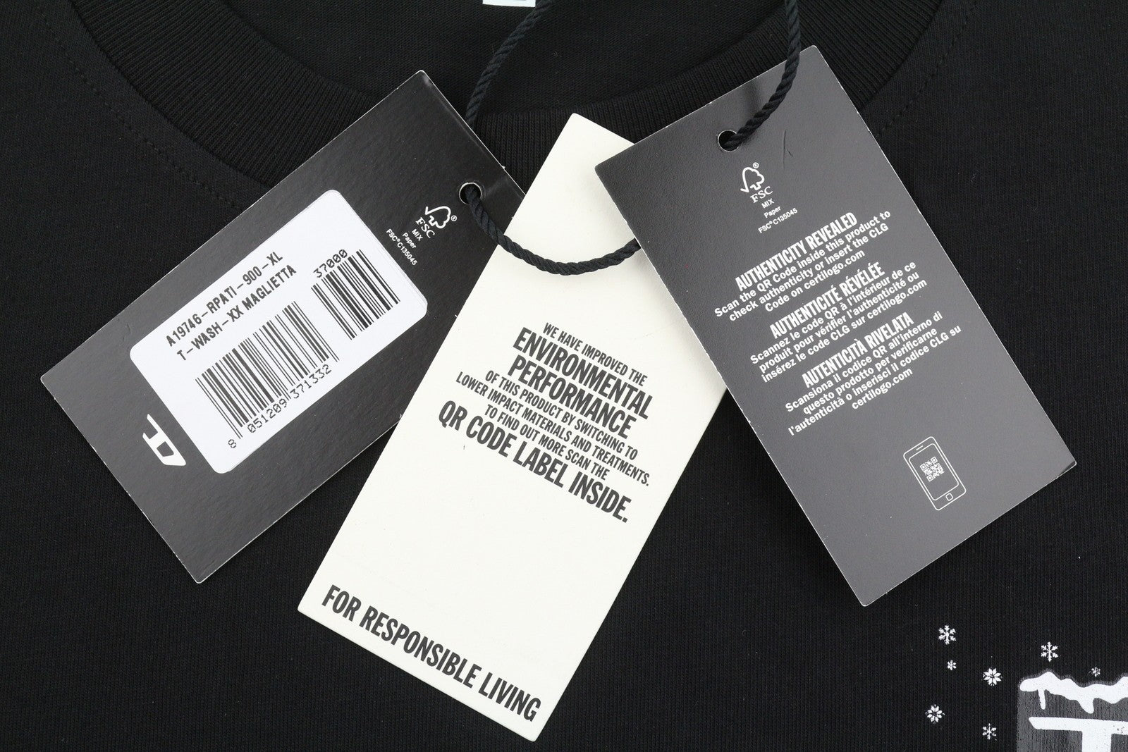 Diesel T-wash-xx Men T-shirtblack Loose Fit Cotton Tricot Crew Short Sleeve