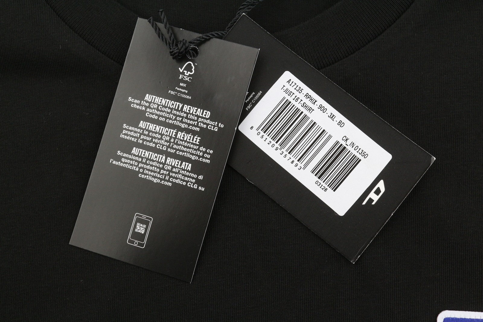 Diesel T-just 16 Men T-shirtblack Cotton Tricot Crew Neck Short Sleeve