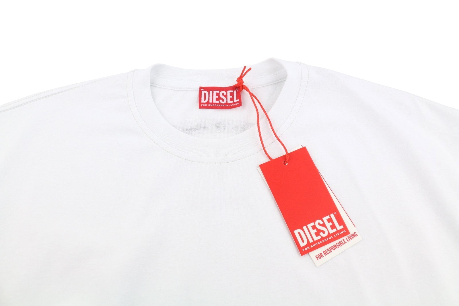 Diesel T-boxt-q14 Men T-shirtwhite Patterned Cotton Tricot Short Sleeve