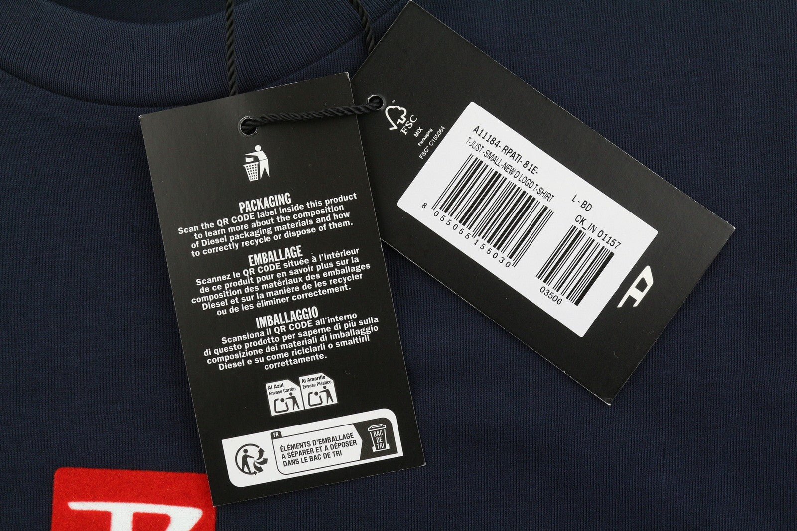 Diesel T-just-small-new D Logo Men T-shirtblue Cotton Tricot Short Sleeve