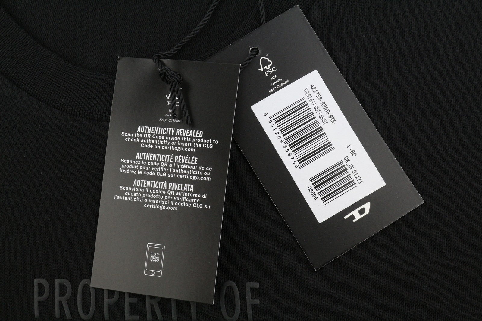 Diesel T-just-e17-out Men T-shirtblack Cotton Tricot Crew Neck Short Sleeve