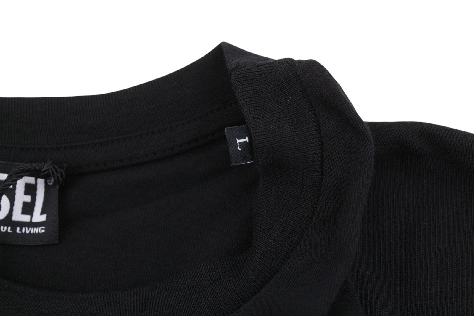 Diesel T-just 250231 Off Men T-shirtblack Cotton Tricot Crew Short Sleeve