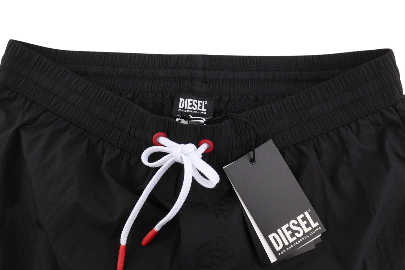 Diesel Bmbx-nico-patch Men Swimwearblack Elastic Drawstring Waist Beach