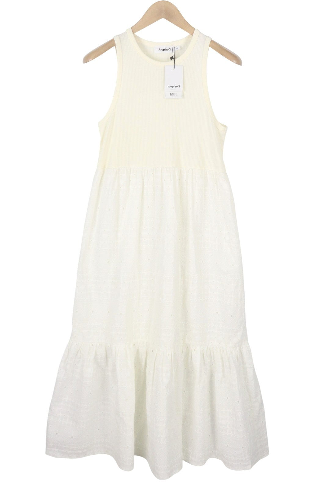 Desigual Vest Lourdes Dames Dressoff Wit Getextureerde Mouwloze Midi