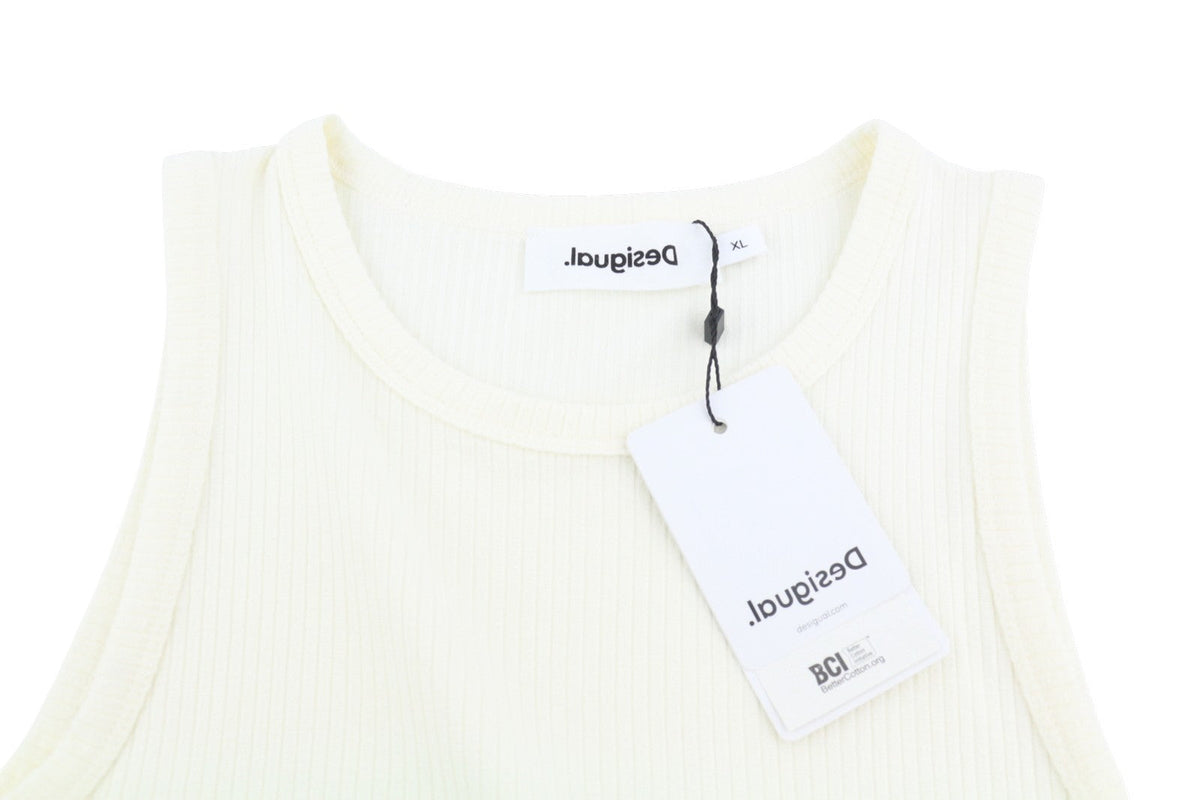 Desigual Vest Lourdes Dames Dressoff Wit Getextureerde Mouwloze Midi