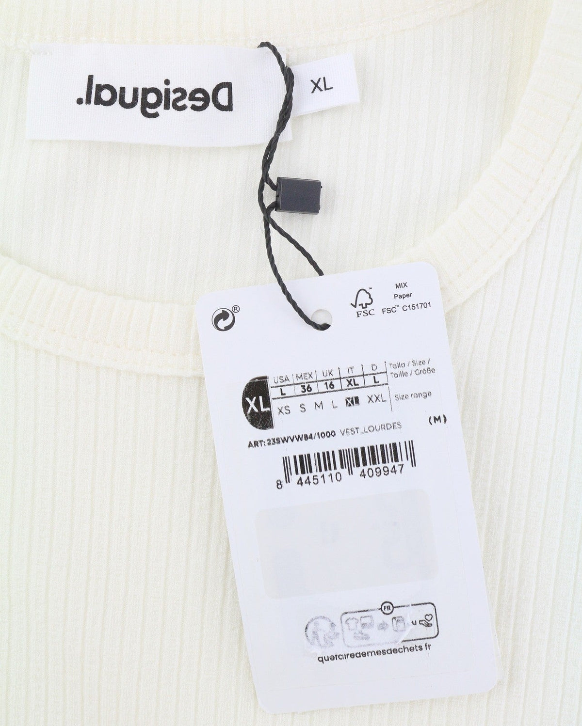 Desigual Vest Lourdes Dames Dressoff Wit Getextureerde Mouwloze Midi