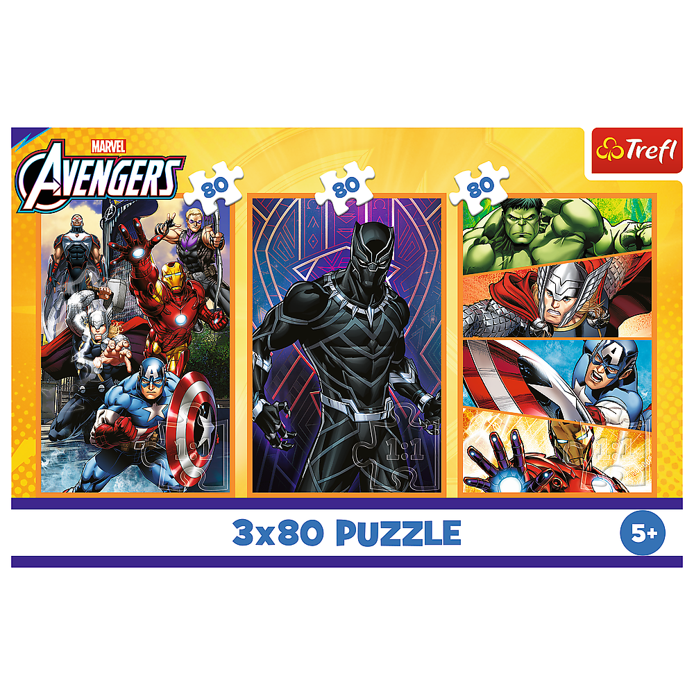 Puzzle - 3x80 - Days Full Of Action - Disney Marvel The Avengers Trefl 34883