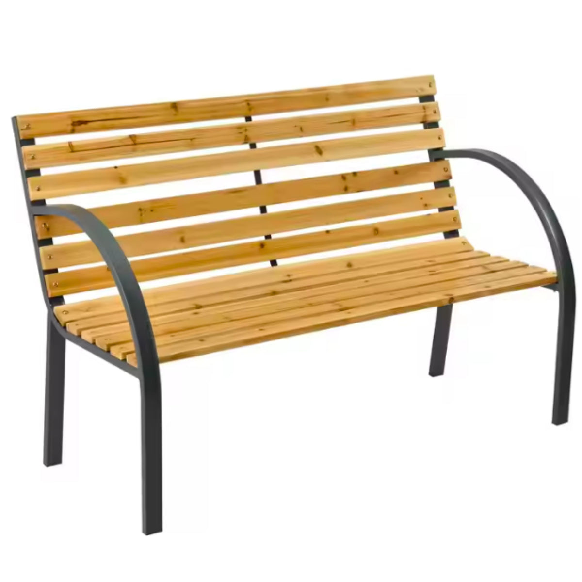 Garden Bench Wooden Metal Park Bench With Backrest