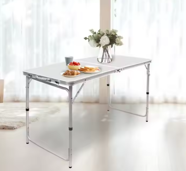 Folding Camping Table Set 4 Chairs Gray