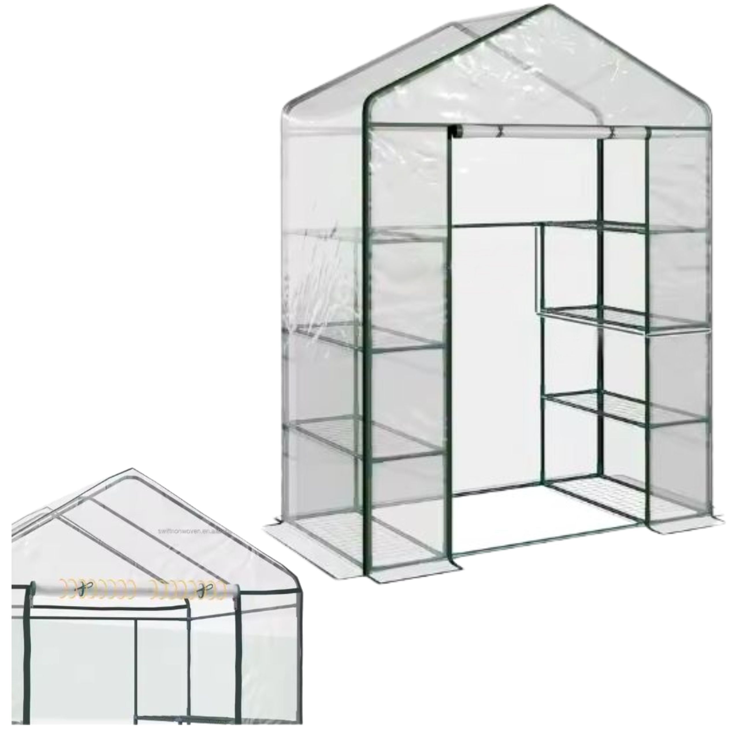 Mini Balcony Garden Greenhouse 4 Metal Shelves Pvc Foil 195 X 143 X 73cm