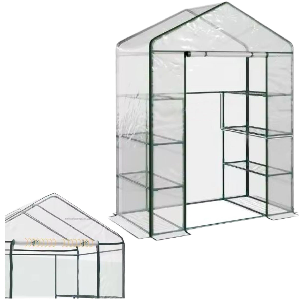 Mini Balcony Garden Greenhouse 4 Metal Shelves Pvc Foil 195 X 143 X 73cm