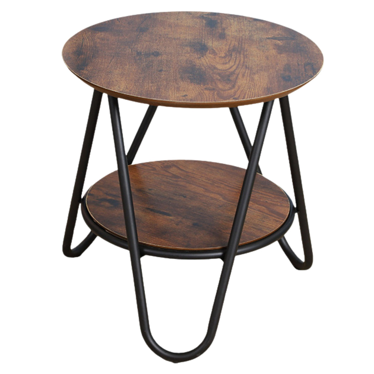 Round Coffee Table With Additional Shelf Industrial Vintage 40x42cm
