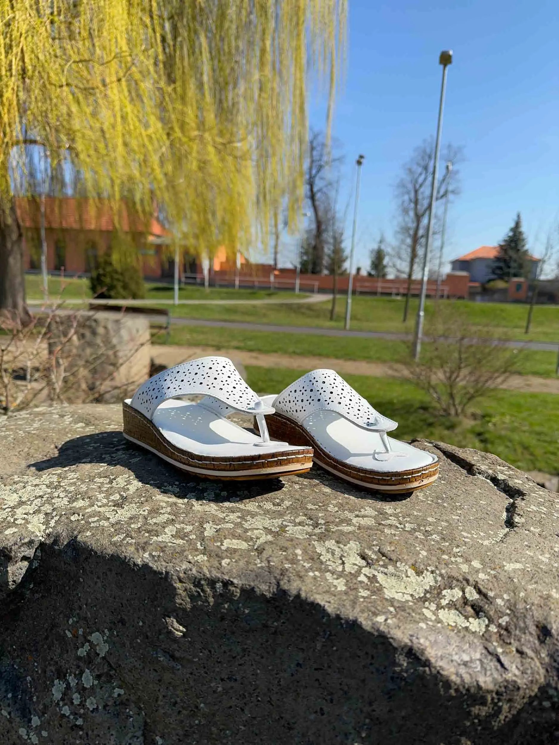 Leren damesslippers nell teenslippers wit 37