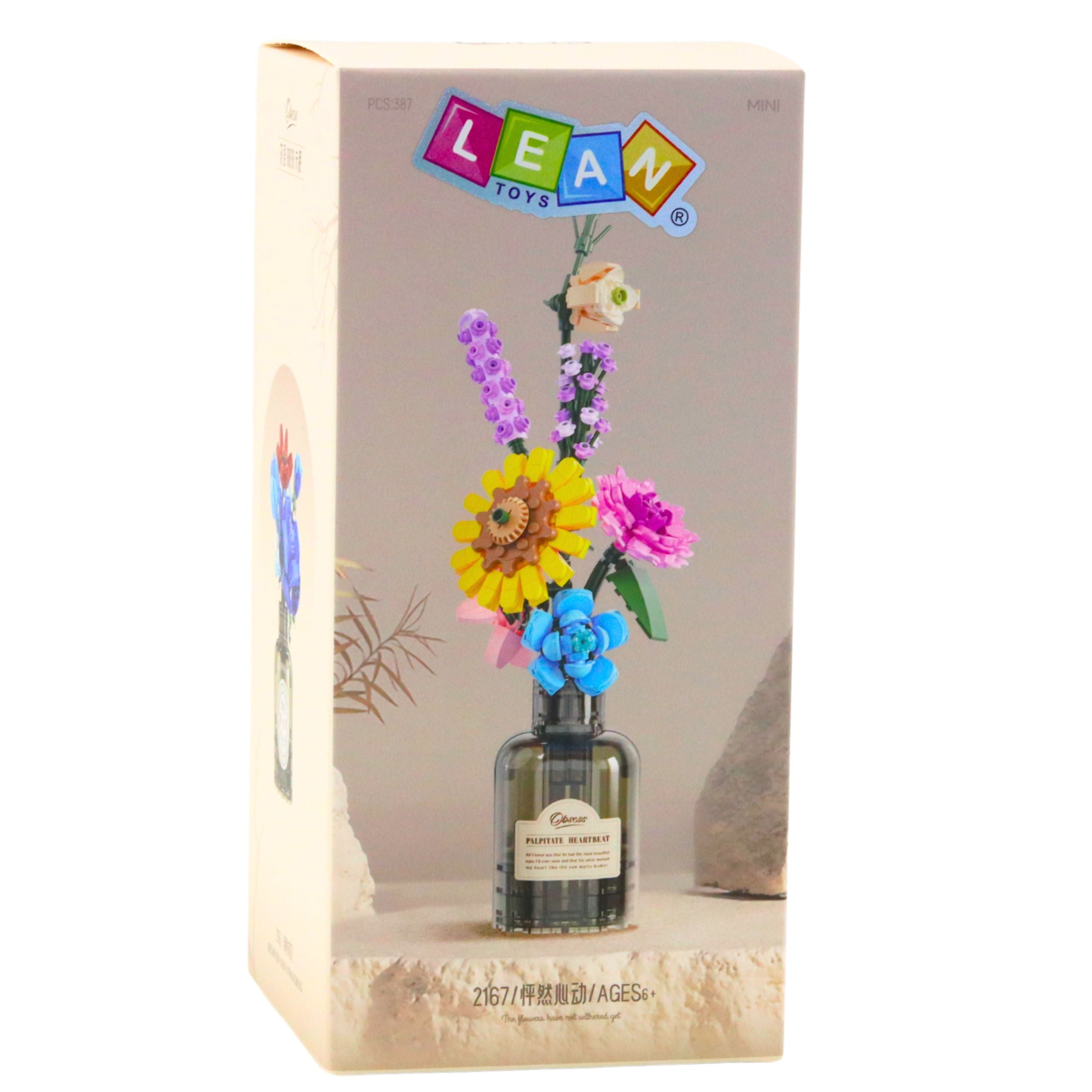 Construction Blocks Bouquet Of Colorful Flowers In A Vase 387 Pcs.