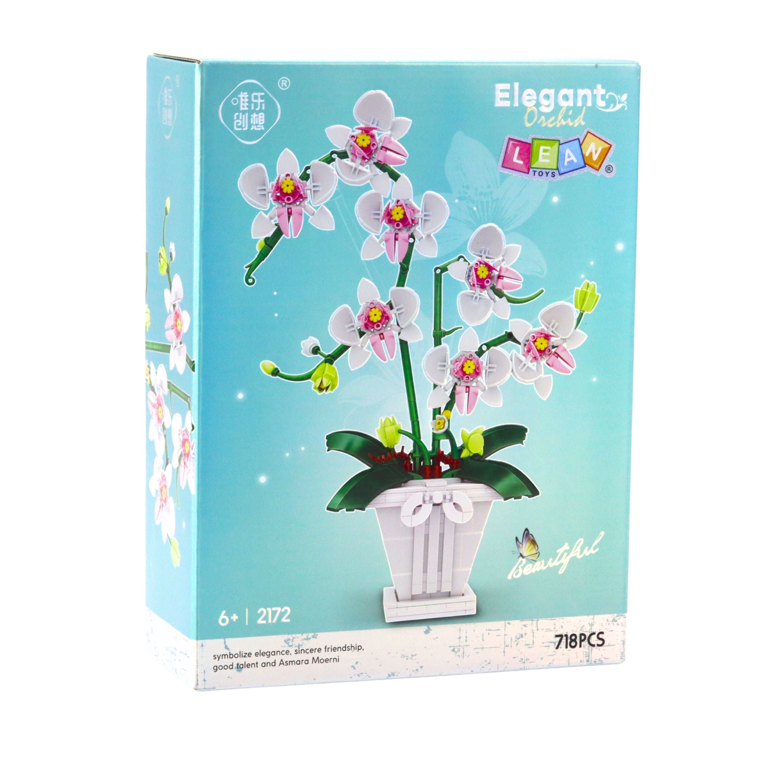 Orchid Construction Blocks Orchid In A Pot Pink And White 718 Pcs.