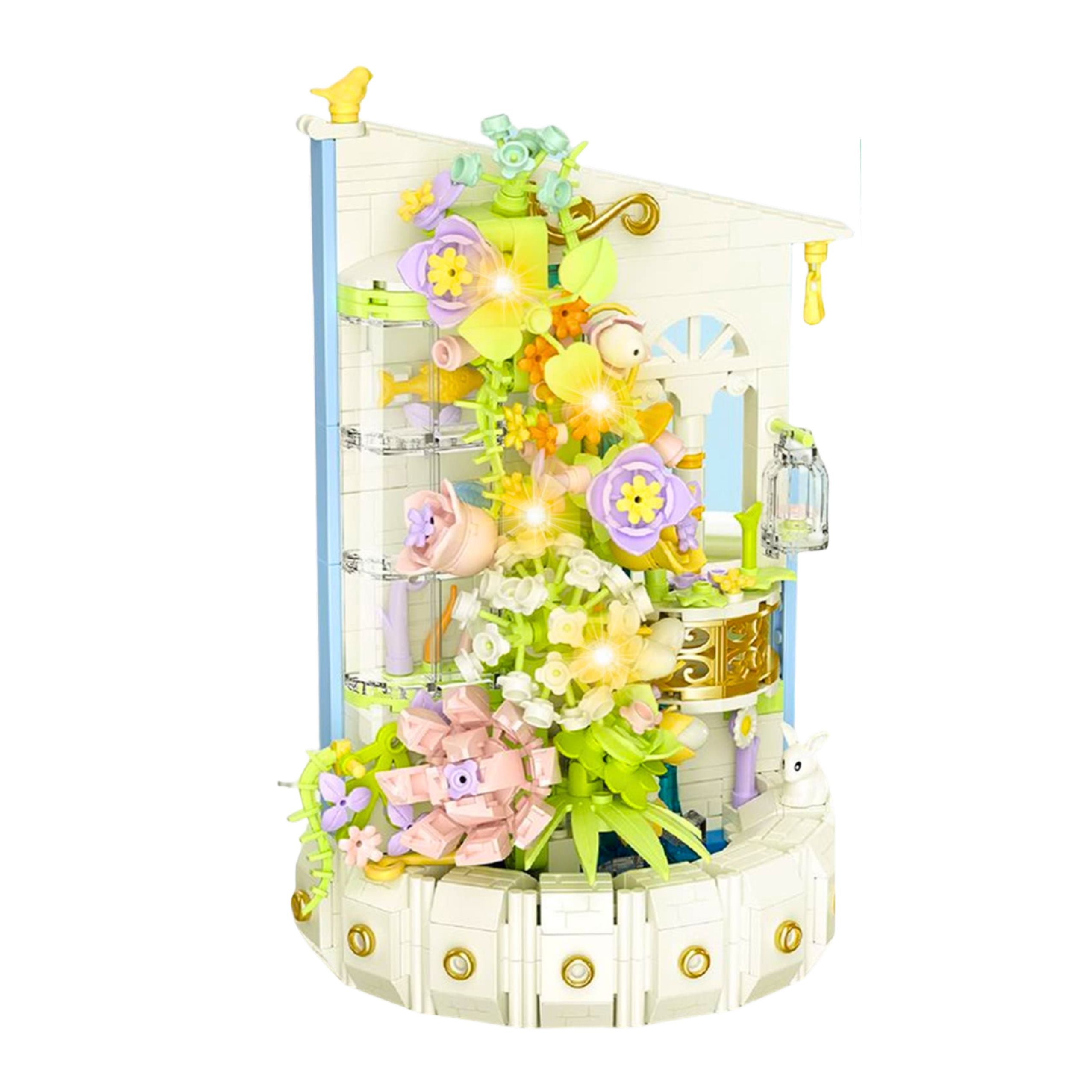 Construction Blocks Floral Composition With Led Light Tower 632 Pcs.