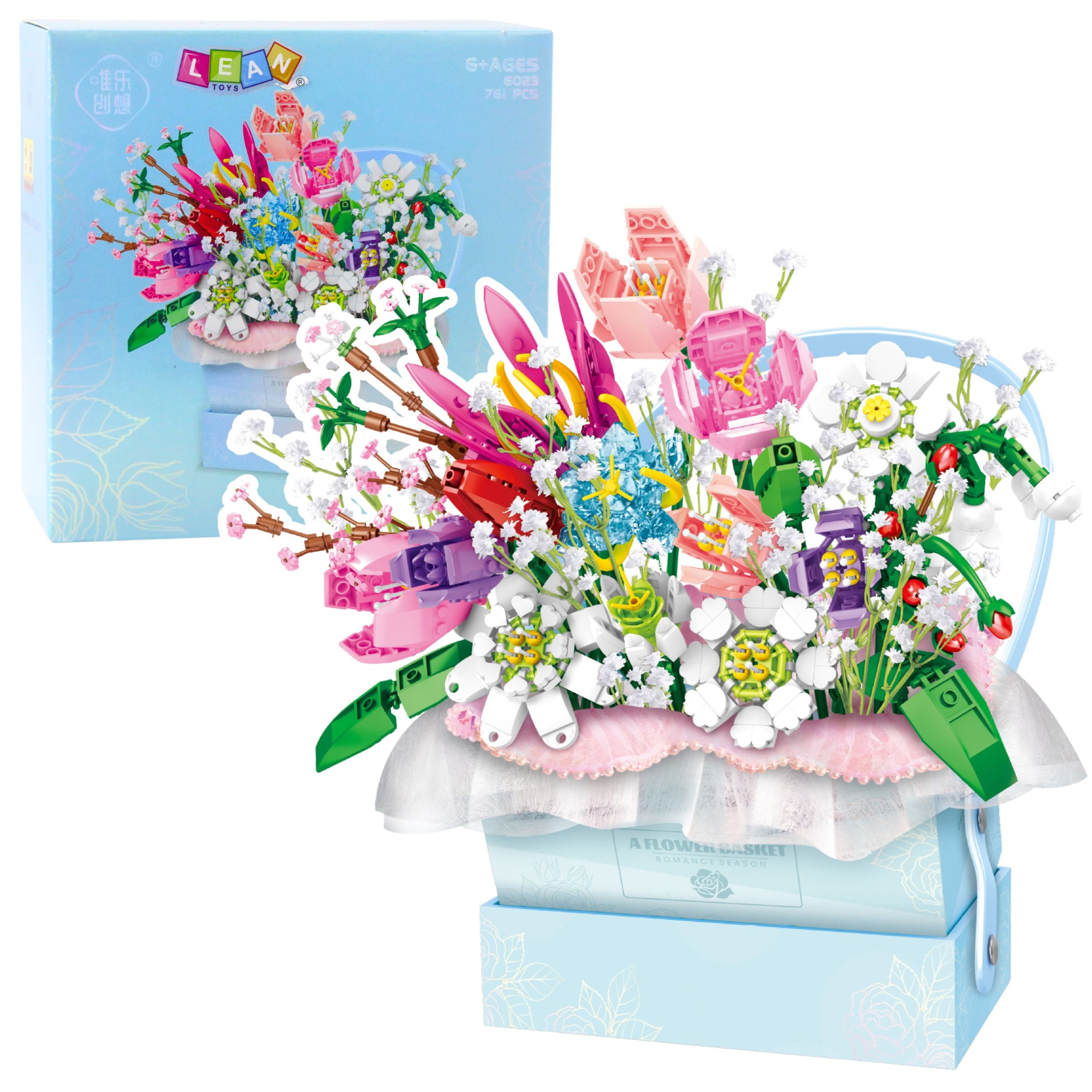 Construction Blocks Composition In A Box Floral Blue Led Box 761pcs.