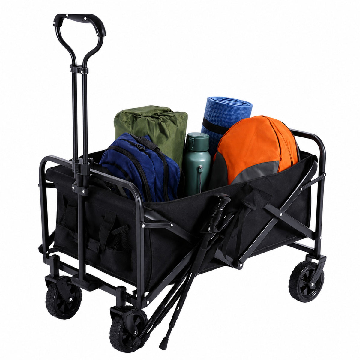 Faltbarer Garten-Strandtransportwagen Schwarz 120l