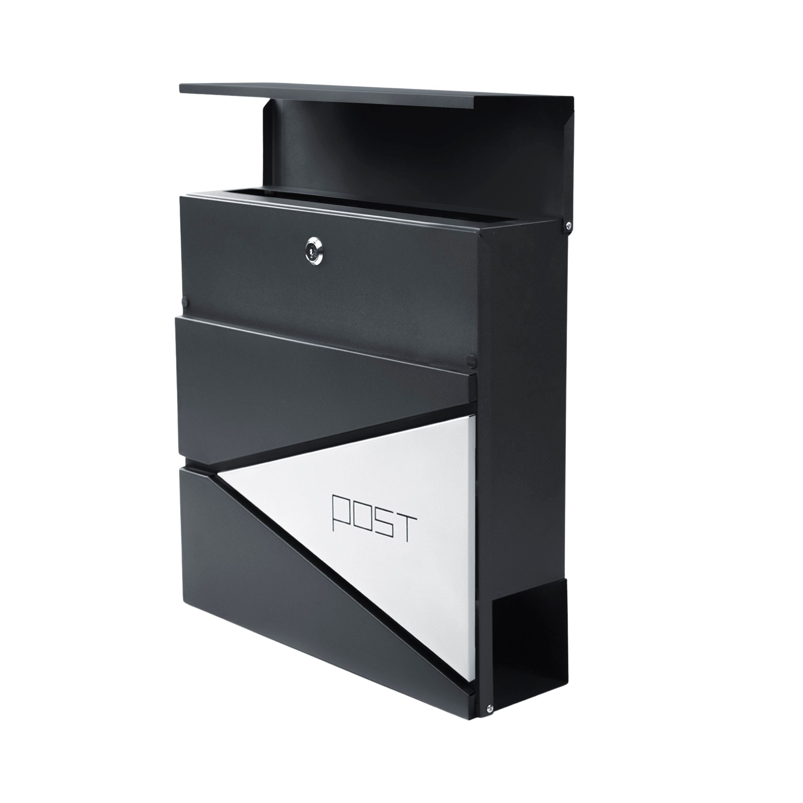Large Mailbox For Letters And Newspapers Anthracite Post Inscription 37x37x10.5 Cm