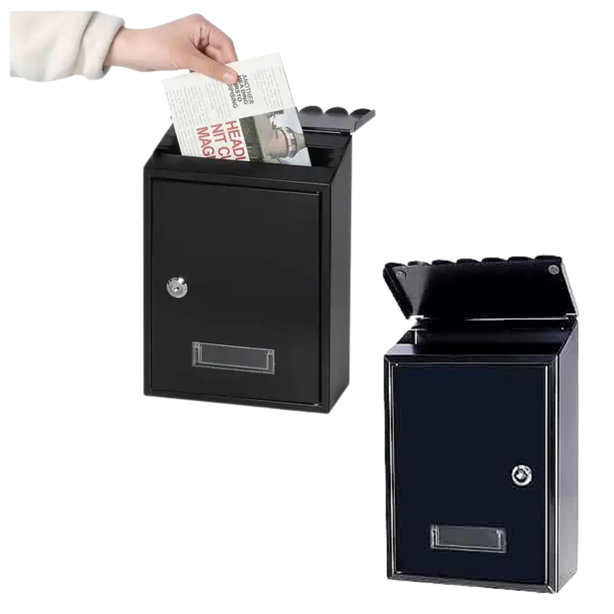 Mailbox For Letters Galvanized Steel Black 26.5x18.5x6.5cm
