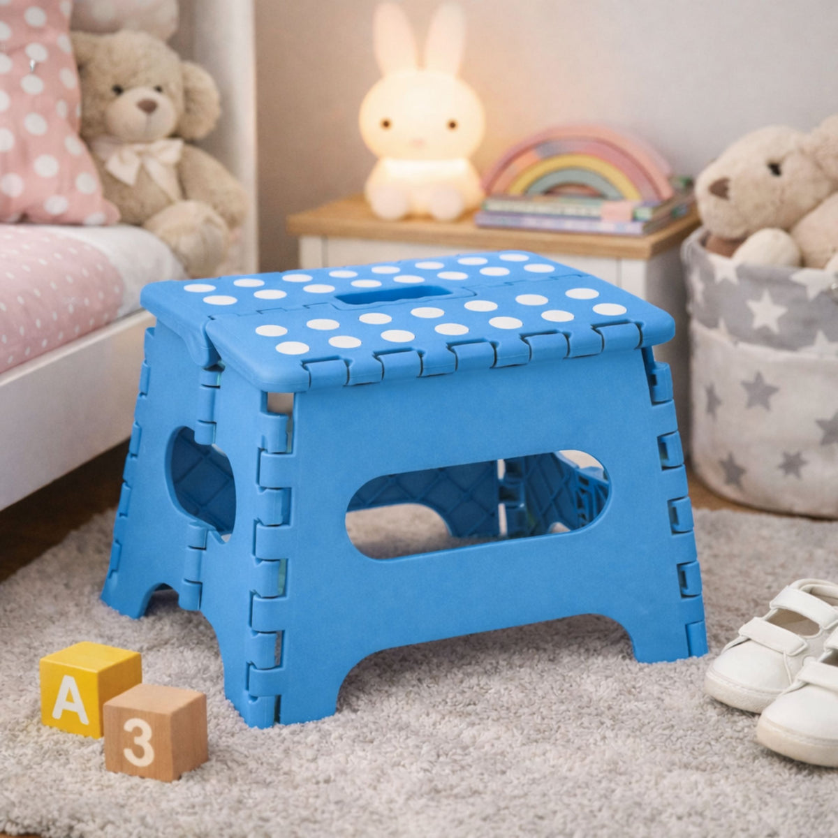 Folding Stool Footrest Step Anti-slip Blue 24x19 Cm