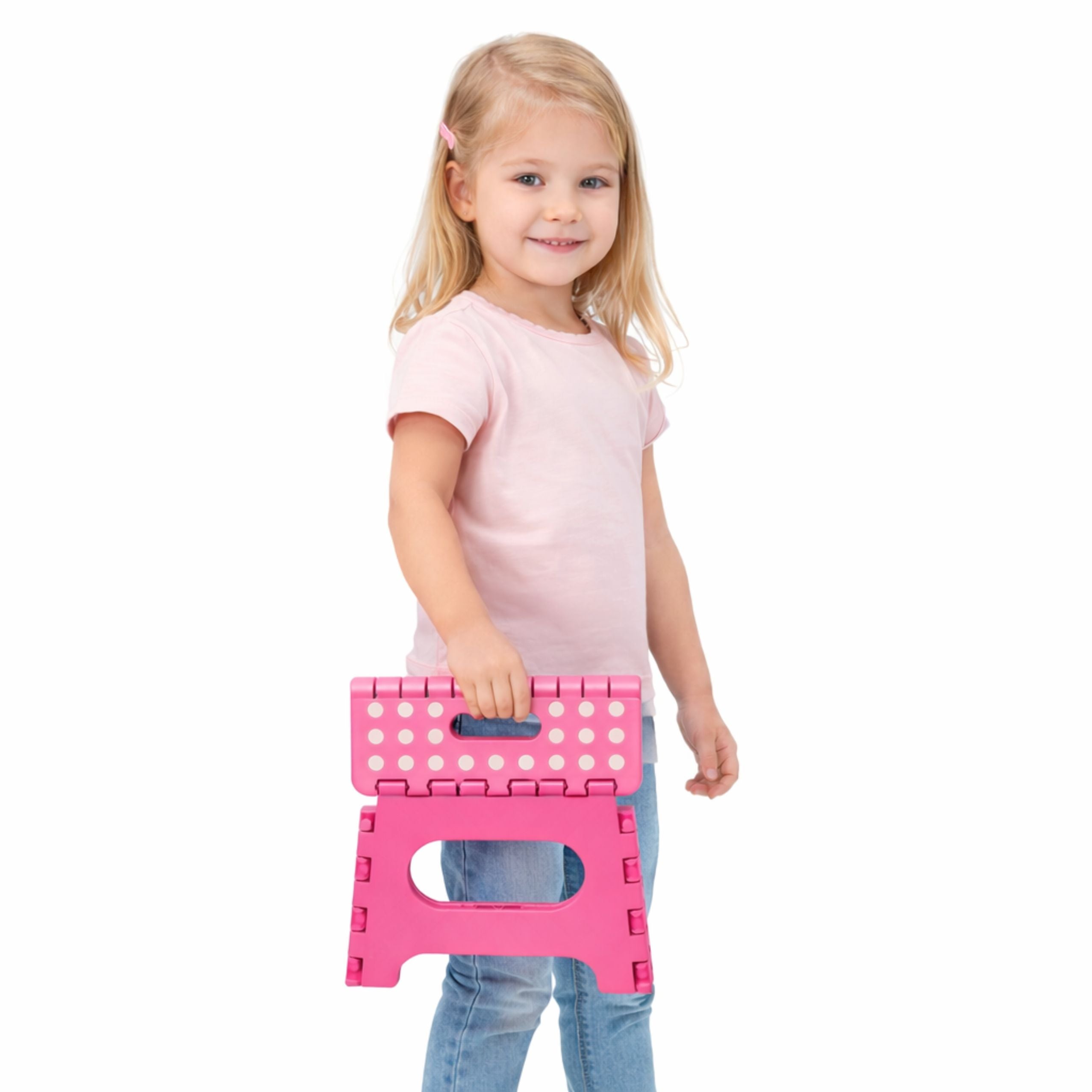 Folding Stool Footrest Step Anti-slip Pink 24 X 19 Cm