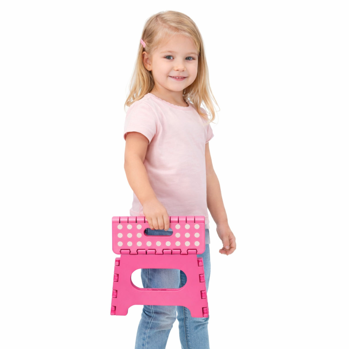 Folding Stool Footrest Step Anti-slip Pink 24 X 19 Cm