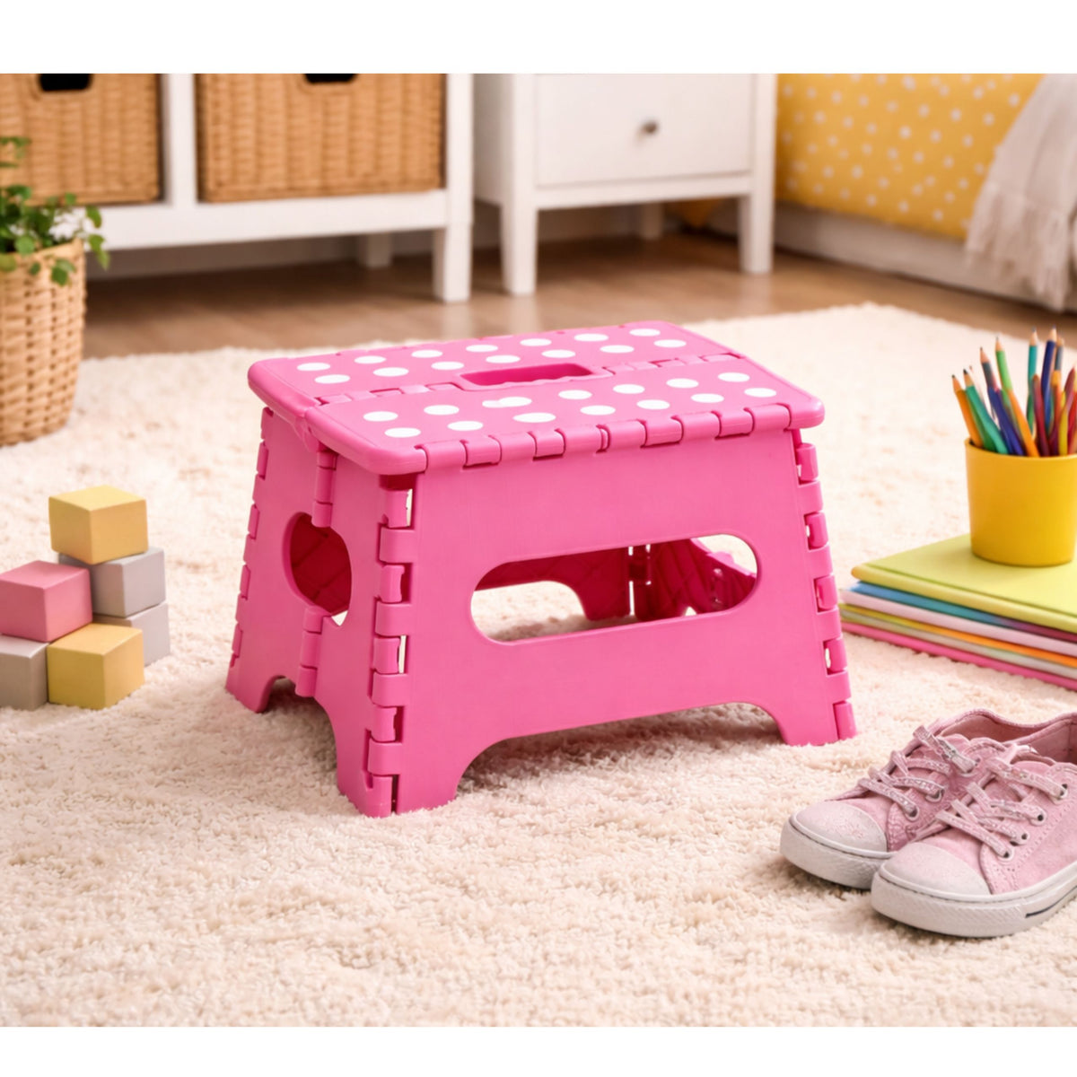 Folding Stool Footrest Step Anti-slip Pink 24 X 19 Cm