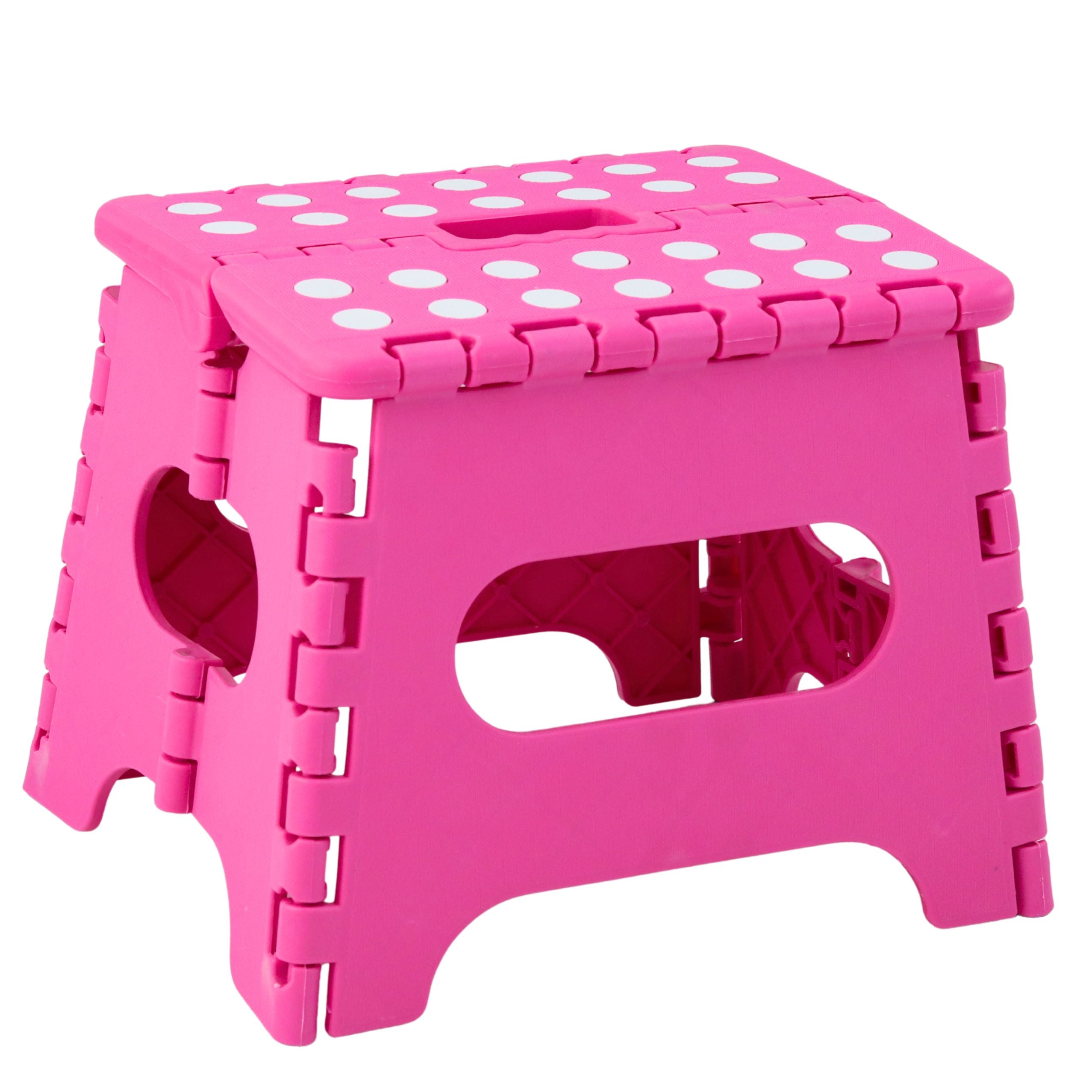Folding Stool Footrest Step Anti-slip Pink 24 X 19 Cm