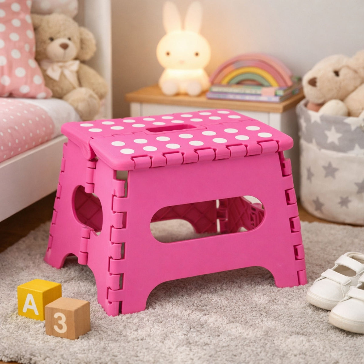 Folding Stool Footrest Step Anti-slip Pink 24 X 19 Cm