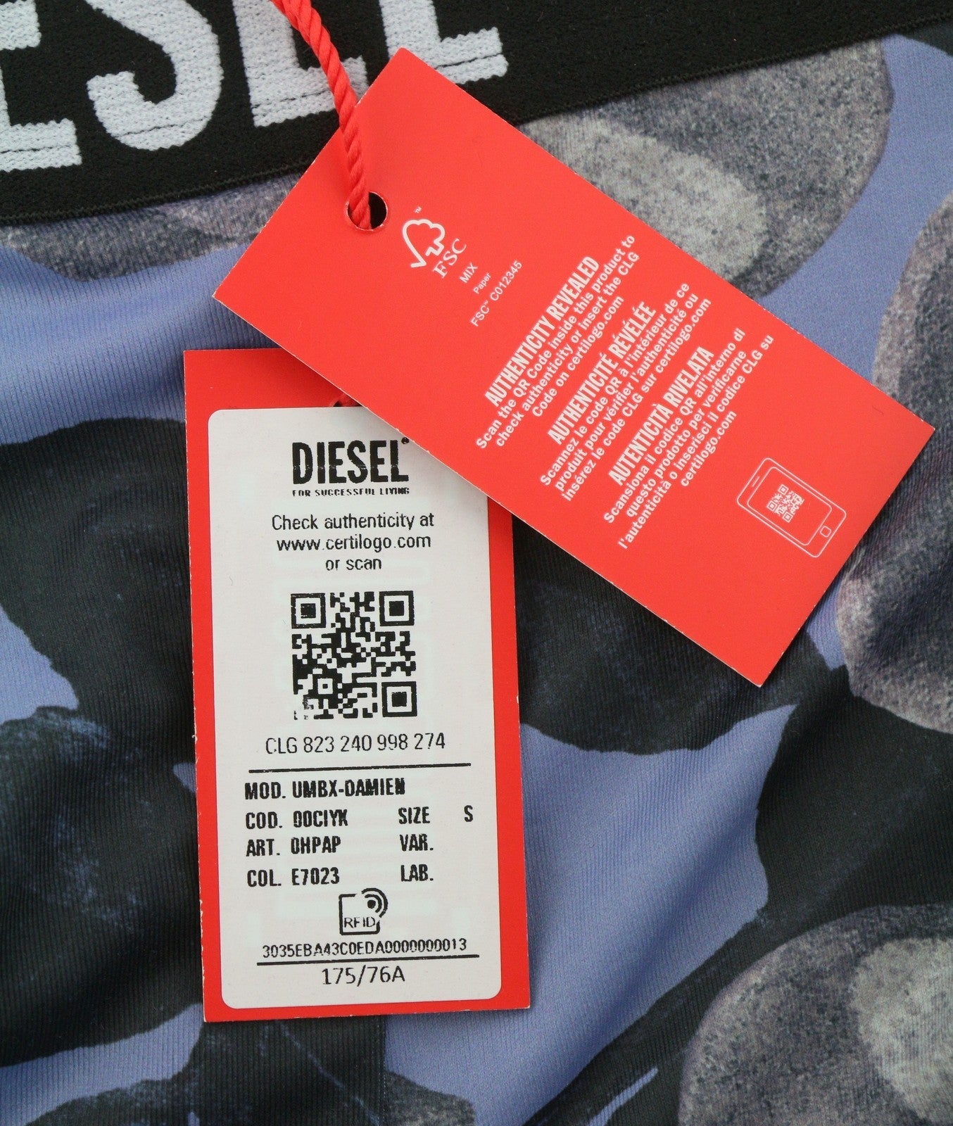 Diesel Umbx-damien 0hpap Men Underwearblue Floral All-over Print Boxer