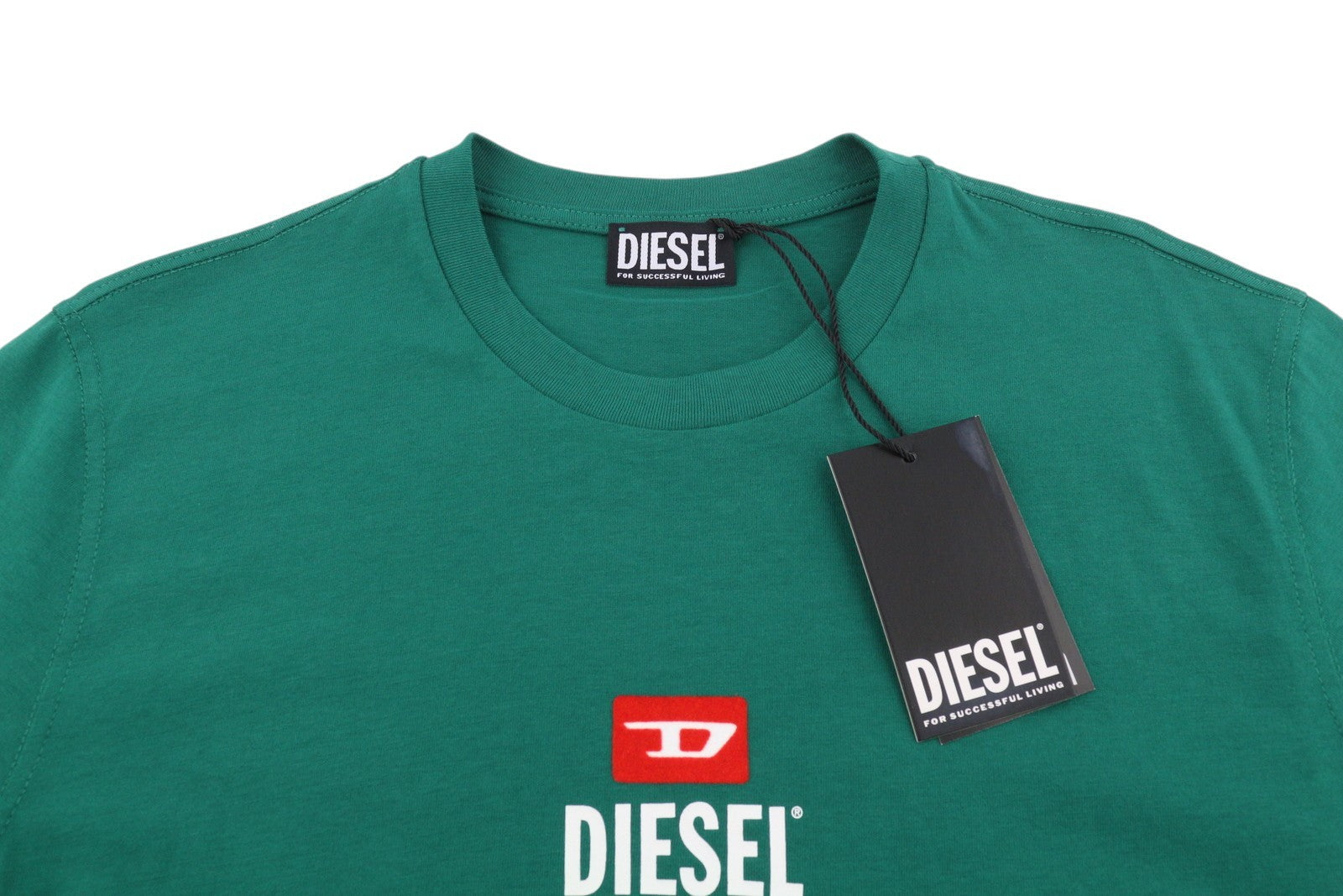 Diesel T-just-small-new D Logo Men T-shirtgreen Cotton Tricot Short Sleeve