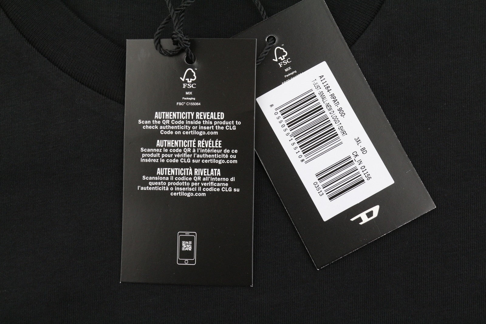 Diesel T-just-small-new D Logo Men T-shirtblack Cotton Tricot Short Sleeve