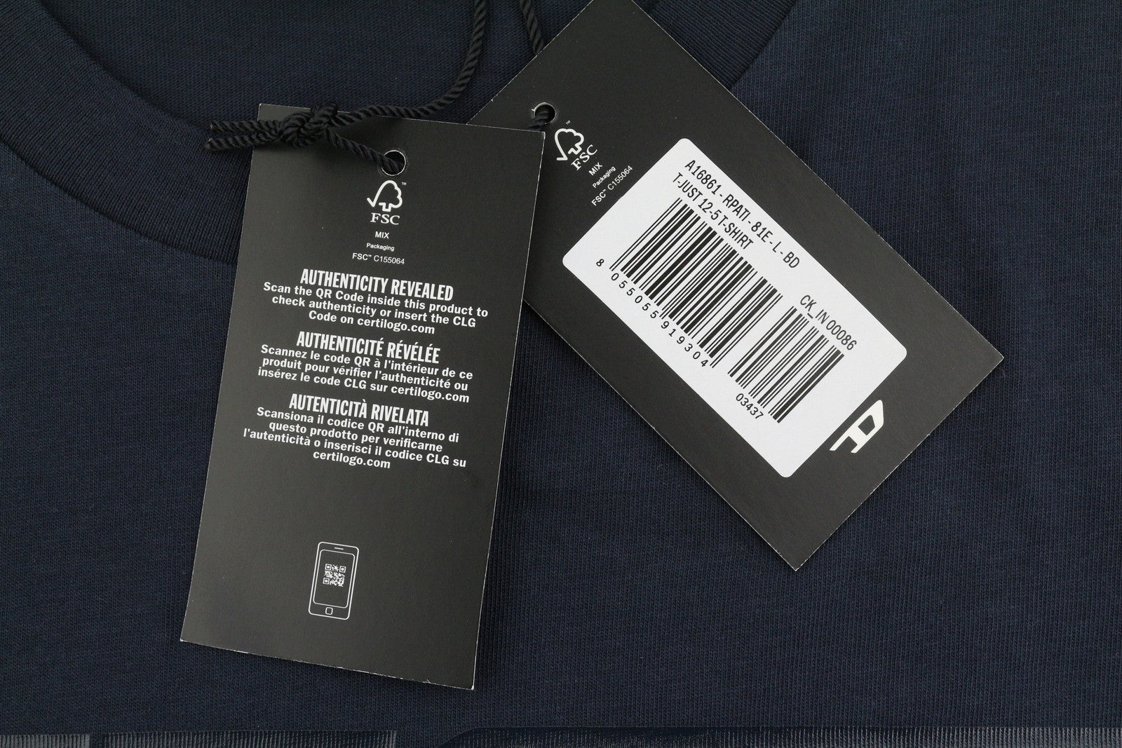 Diesel T-just 12-5 Men T-shirtdark Blue Cotton Tricot Short Sleeve