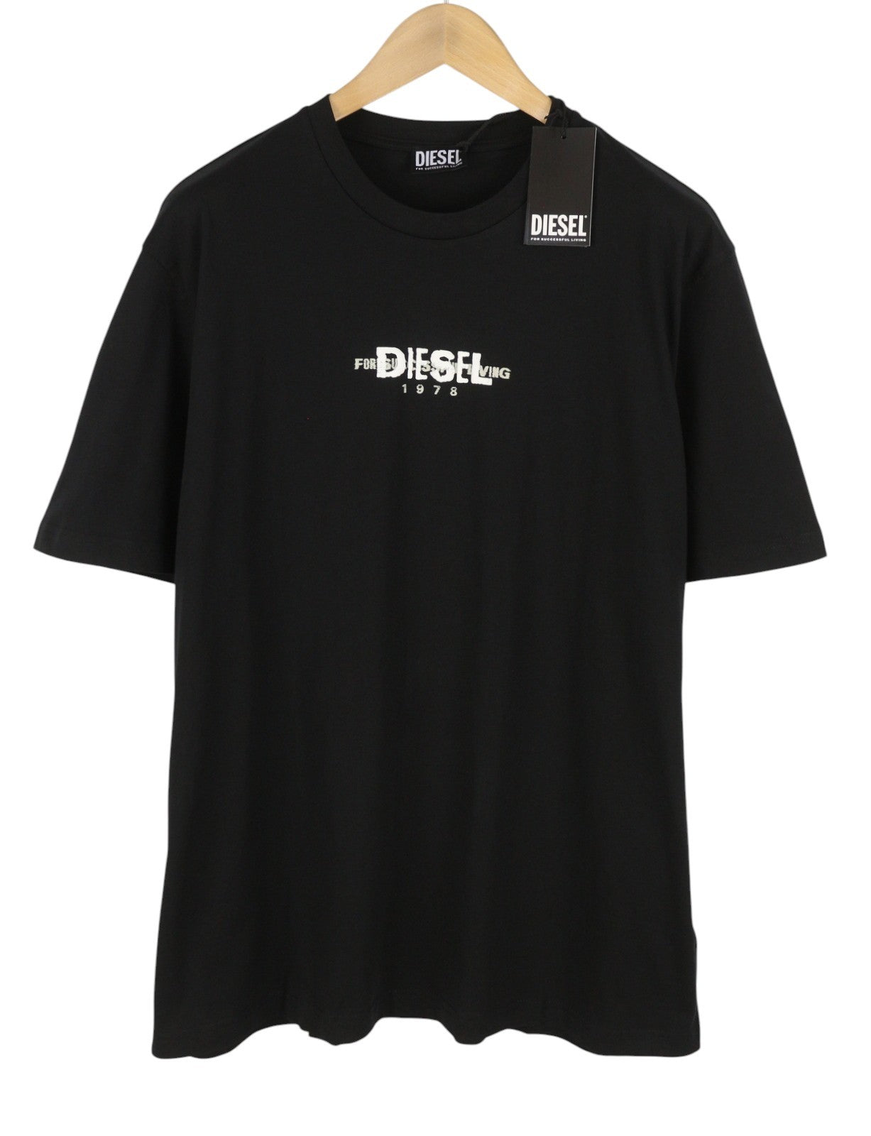 Diesel T-just 250236 Off Men T-shirtblack Cotton Tricot Short Sleeve