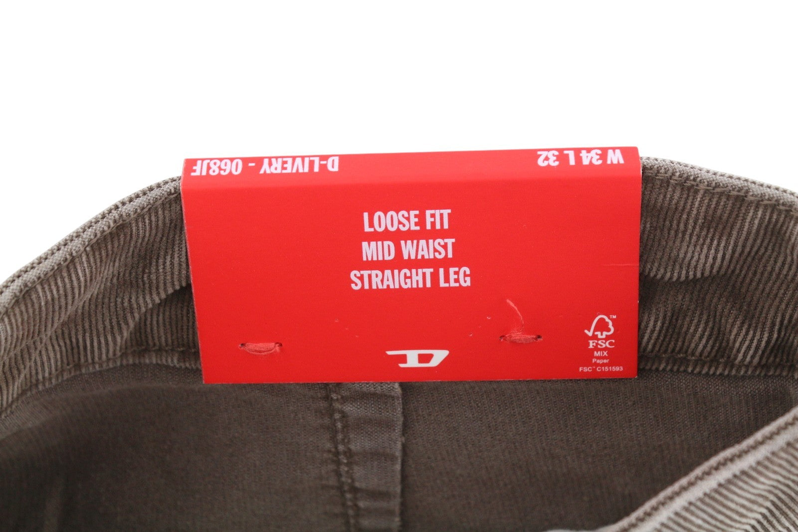 Diesel D-livery 068jf Men Trousersloose Straight Leg Corduroy Rrp275
