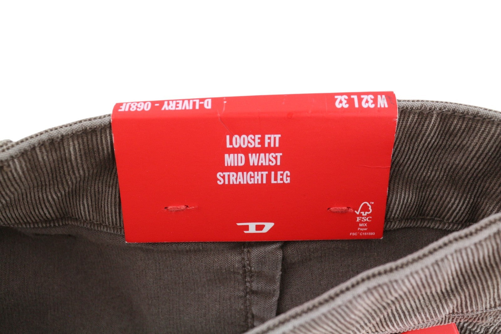 Diesel D-livery 068jf Men Trousersloose Straight Leg Corduroy Rrp275