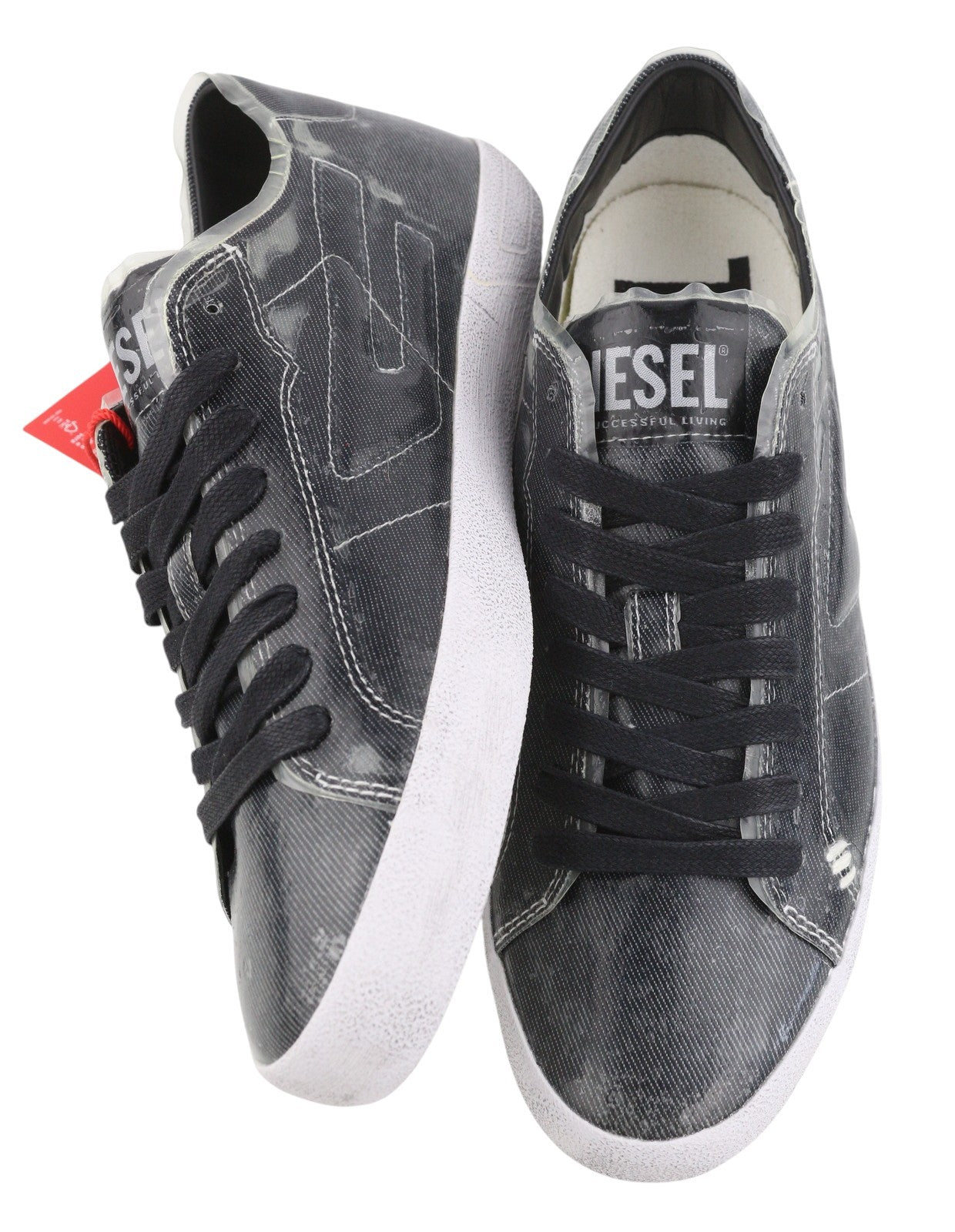 Diesel S-leroji Low Men Sneakers Eu44 Black Canvas With Tpu Overlay Rrp270