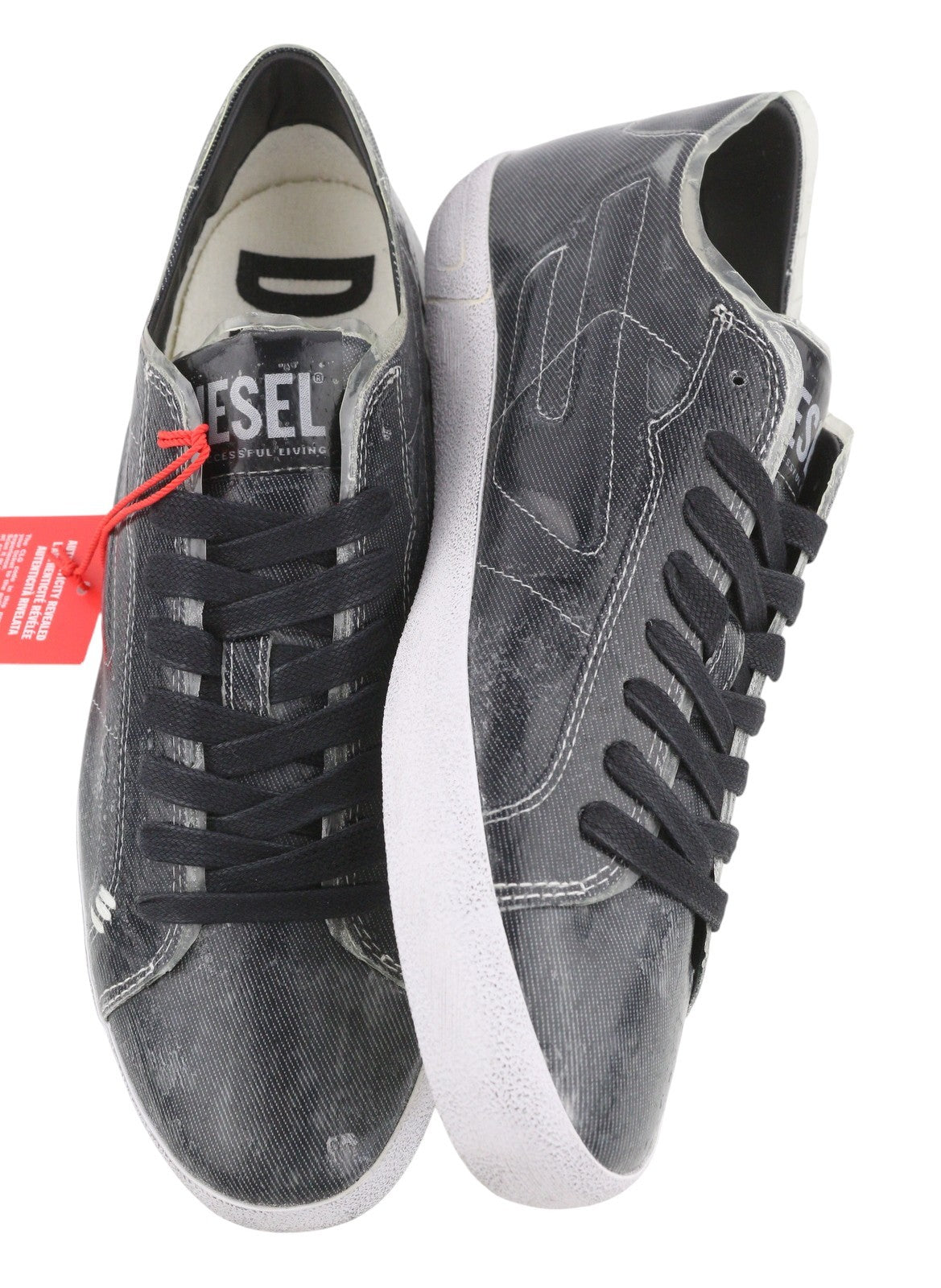 Diesel S-leroji Low Men Sneakers Eu45 Black Canvas With Tpu Overlay Rrp270
