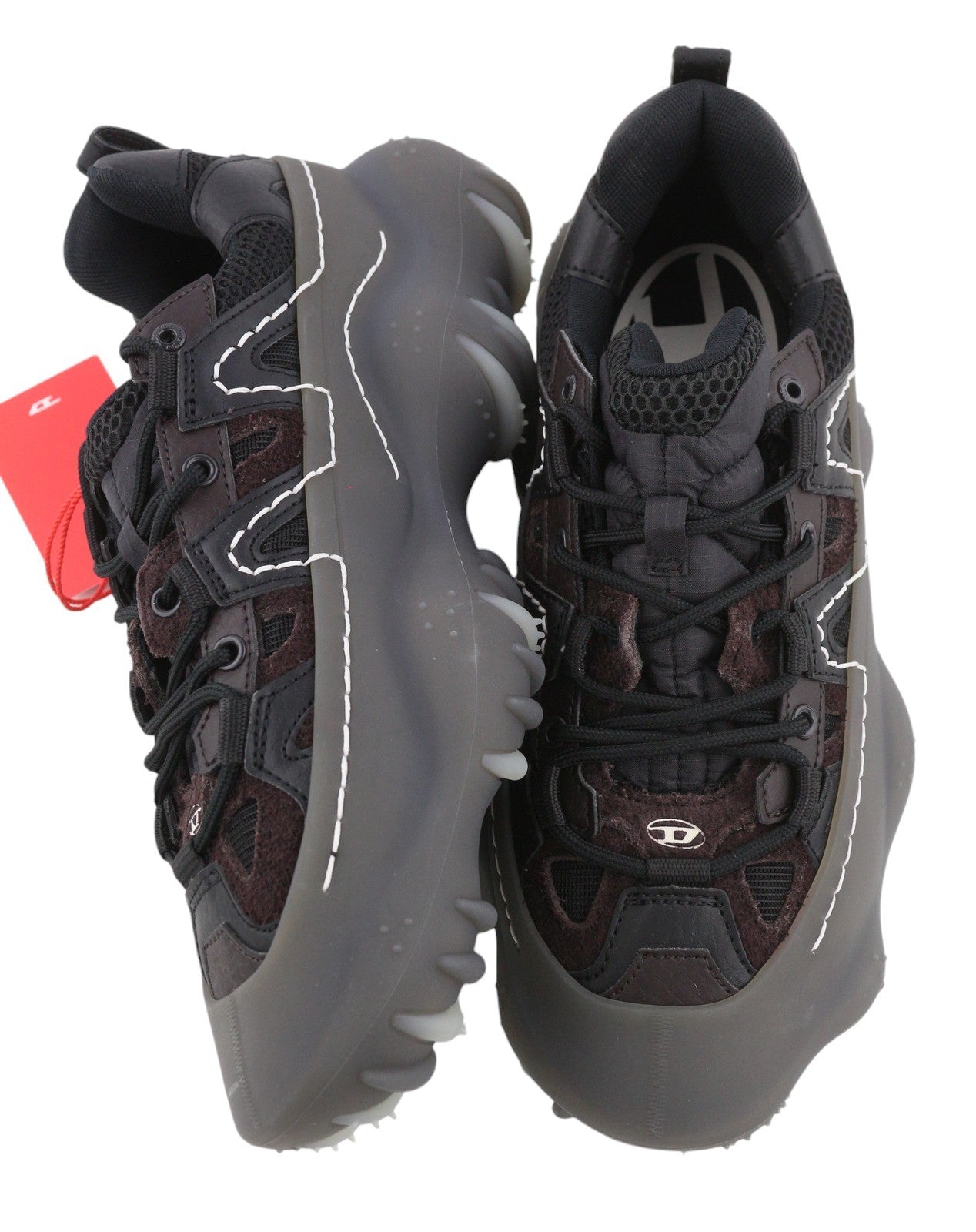 Diesel S-prototype P1 Men Sneakers Eu42 Black Low Top Lace Up Rrp350