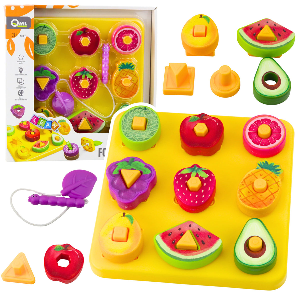 Educational Puzzle For Children Geometric Fruits Interlacing