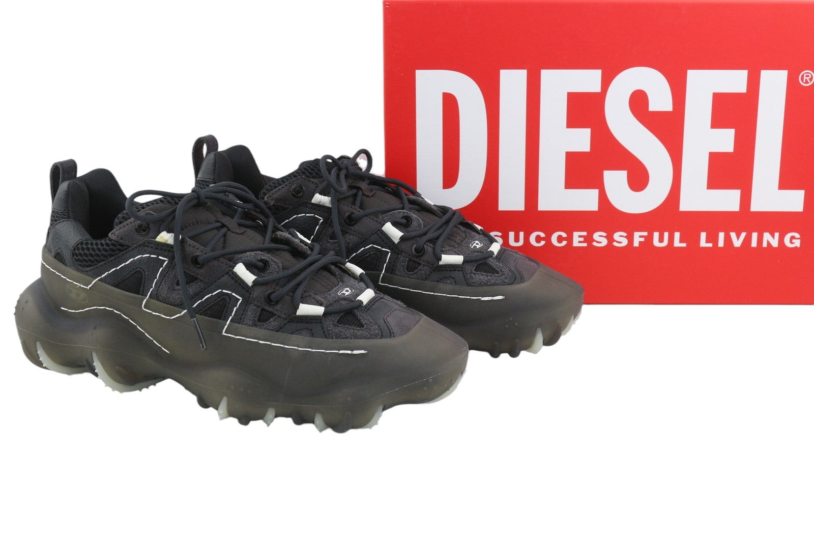 Diesel S-prototype P1 Hommes Baskets Eu43 Noir Bas À Lacets Rrp350