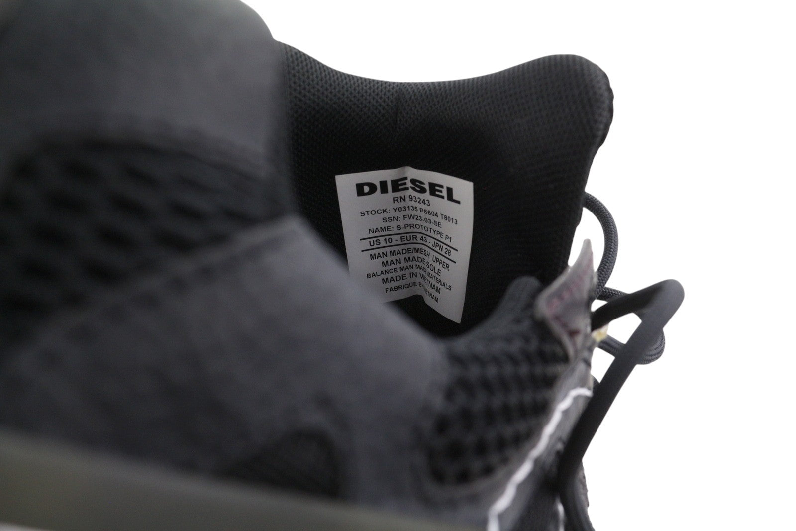 Diesel S-prototype P1 Hommes Baskets Eu43 Noir Bas À Lacets Rrp350